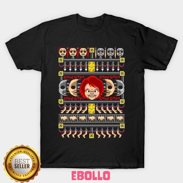Baju Kaos Tshirt Good Guys Cod Holiday Sweater Childs Play Chucky Horror Ugly Christmas Distro Cotto