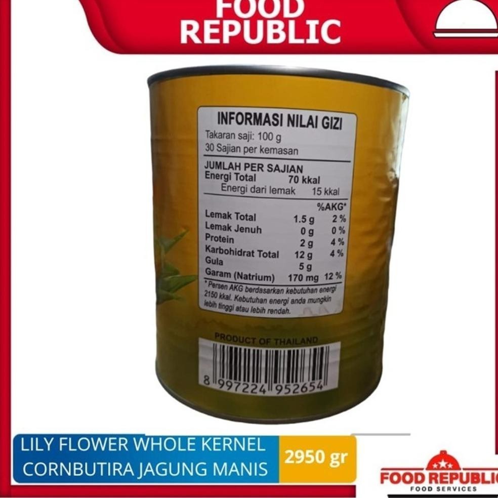 

Lily Flower Whole Karnel Corn 2950G Butiran Jagung Dalam Kemasan Halal Promo