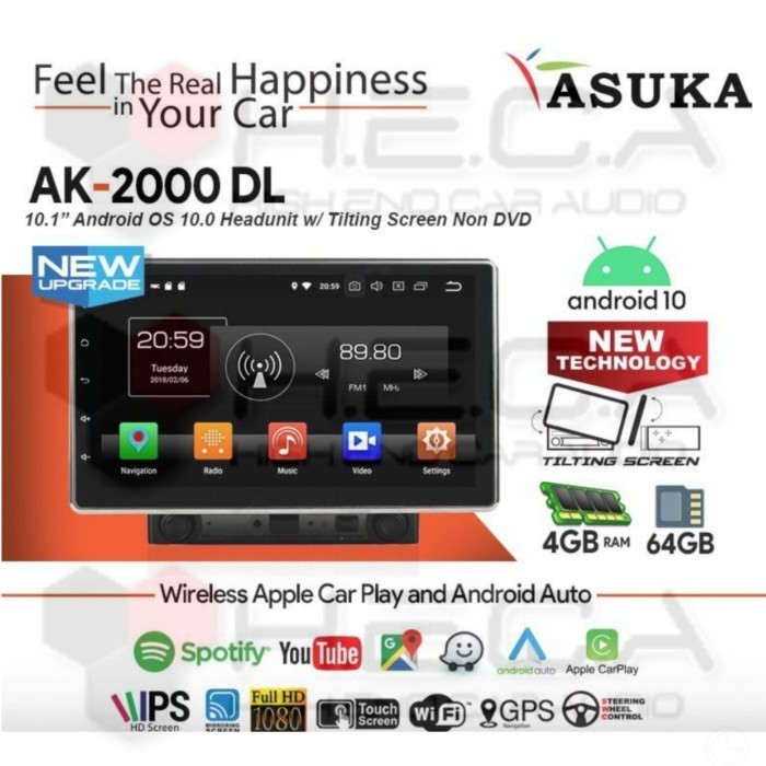 Populer AK-2000DL Head Unit Android Tape Audio Mobil AK-2000 DL Deckless