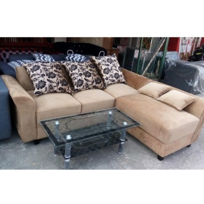 Sofa L/Sofa L Putus Kaca Import/Sofa Cantik/Sofa Plus Meja/Sofa Mewah Corsalinetamara