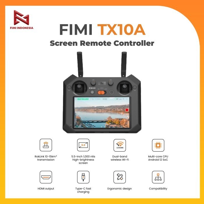 FIMI TX10A Built-in Screen Remote Controller - Kontroler Jarak Jauh untuk Drone FIMI X8 Pro, X8SE 2022 V2