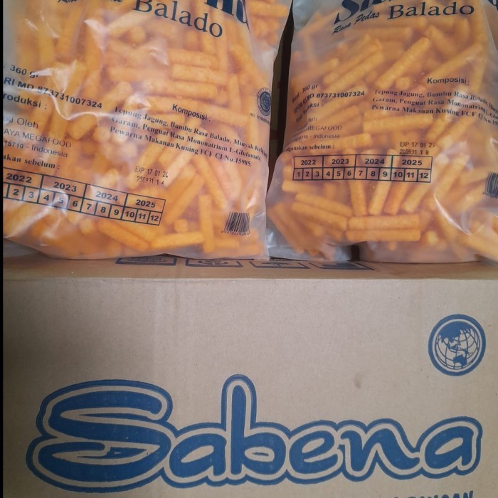 

PRODUK TERBATAS Snack Sabena Stick Balado 1 Dus Isi 5 Bag