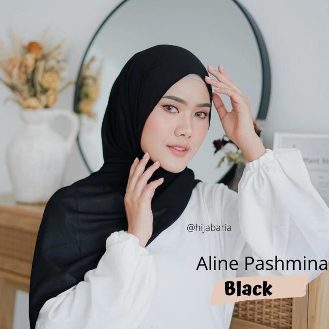 JILBAB PASHMINA CERUTY BABYDOLL - BLACK KERUDUNG PASMINA POLOS HITAM