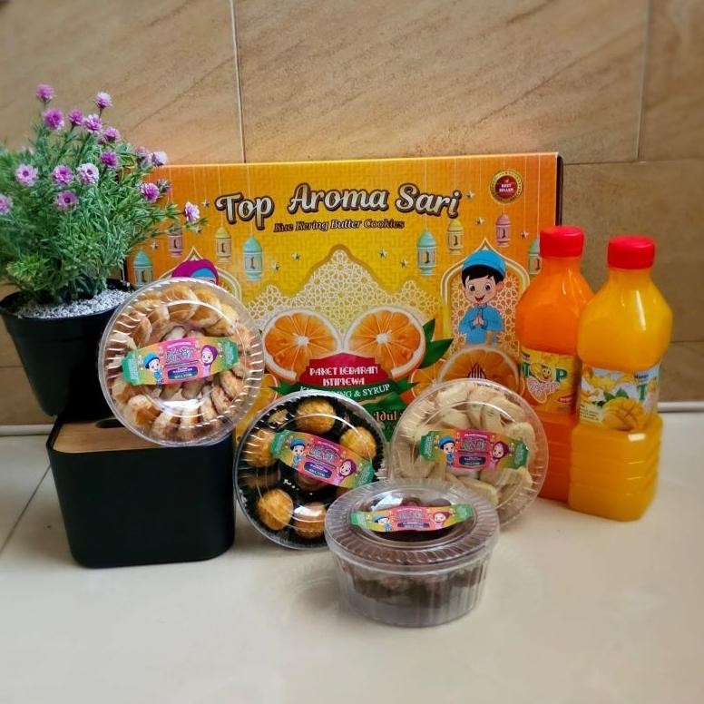 

Ready>>> Paket Kue Kering Lebaran 2024 Isi 4 Macam Kue Dan 2 Botol Sirup Idul Fitri Top Aroma Sari | Kado Hampers Gift Parcel Ramadhan