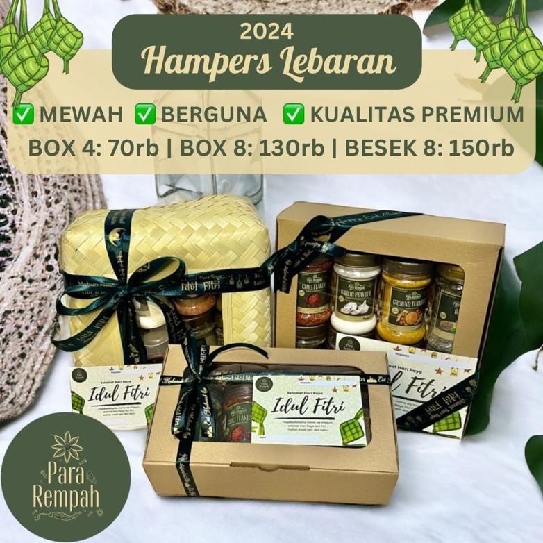 

Siap Kirim !!! Hampers Lebaran Idul Fitri 2024 | Custom Hampers Bumbu Dapur Bubuk Para Rempah / Hampers Wedding / Hampers Mewah / Hampers Murah / Para Rempah / Pararempah Bumbu Dapur Kualitas Premium Quality / Hampers Wedding