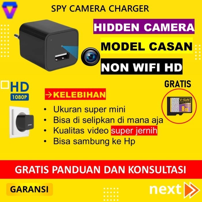 CCTV Bentuk Charger 1080p Kamera Pengintai Mini Tersembunyi Hidden Cam