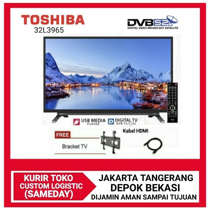 Toshiba Led Tv - Digital 32 Inch [Free Bracket] 32L3965