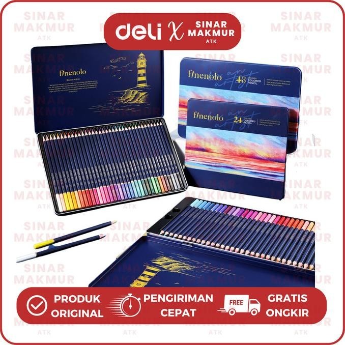 

Color Pencil/Pensil Warna 24/36/48/72 Warna Finenolo Deli Hybrid