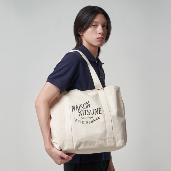 Maison Kitsune Palais Royal Canvas Tote Bag Ecru