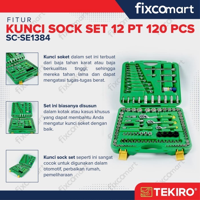 Tekiro Kunci Socket Set 120 Pcs 12 Pt / Kunci Sok Set 120Pcs