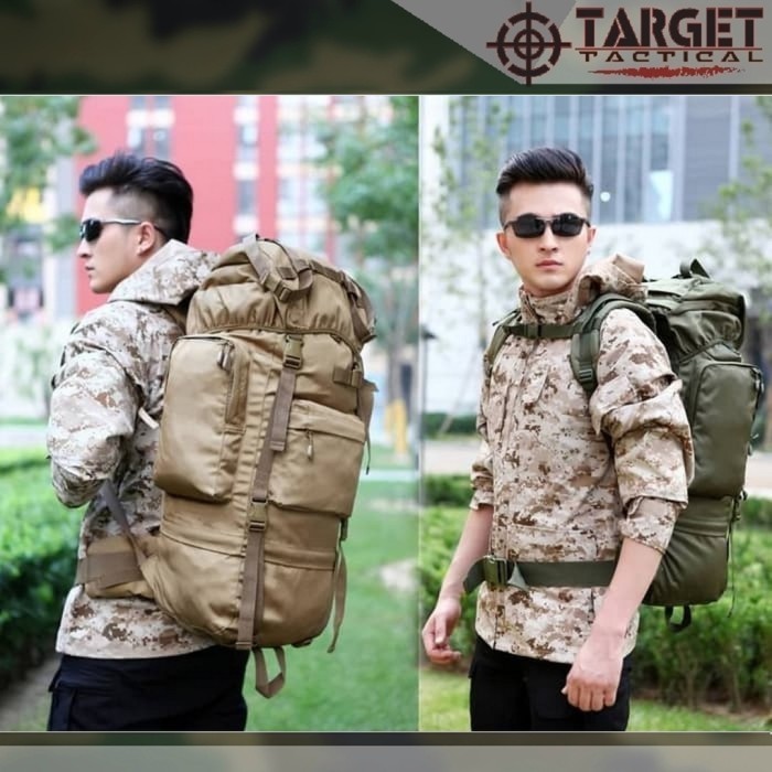 Tas Carrier Tactical 80L Silver Knight Usa Gunung Army - Hitam