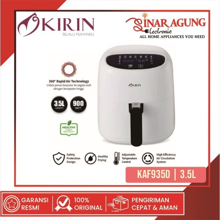 Kirin Digital Air Fryer 3.5 L 900W Kaf935D Kaf-935D Kaf 935D - Resmi
