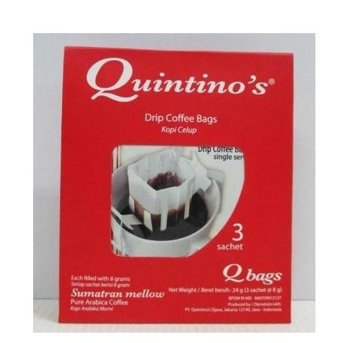 

QUINTINO'S DRIP COFFEE BAGS SUMATRAN MELLOW KOPI BUBUK 3 SACHETS