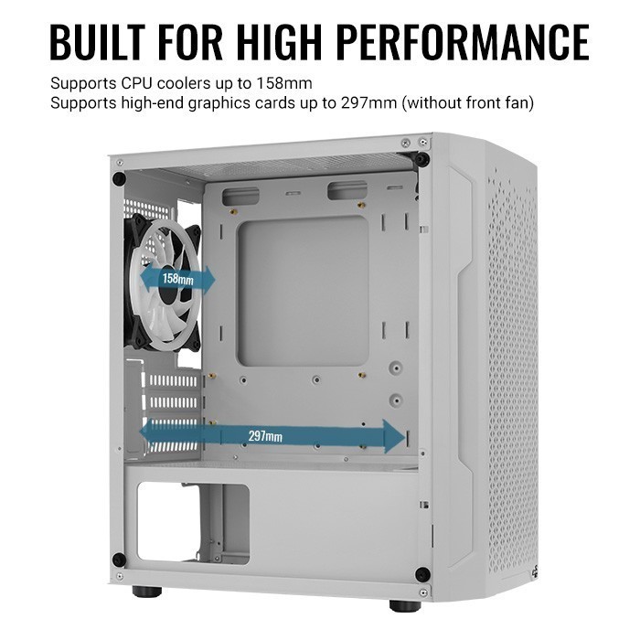 Casing Aerocool Trinity Mini V2 White - Matx Ttempered Glass Case