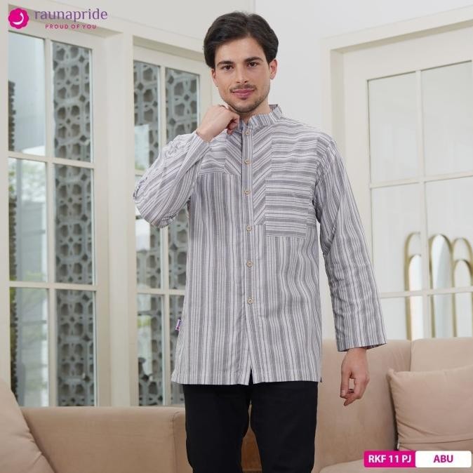 Rauna - Baju Muslim - Sarimbit - Koko Dewasa Panjang 11 Abu Terbaik