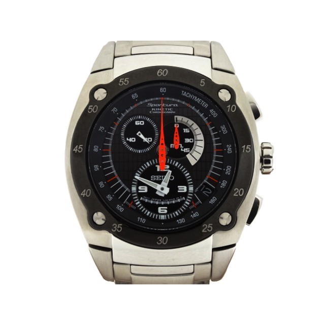 Seiko Sportura Kinetic Chronograph Snl043P1 Snl043 Sapphire Stainless