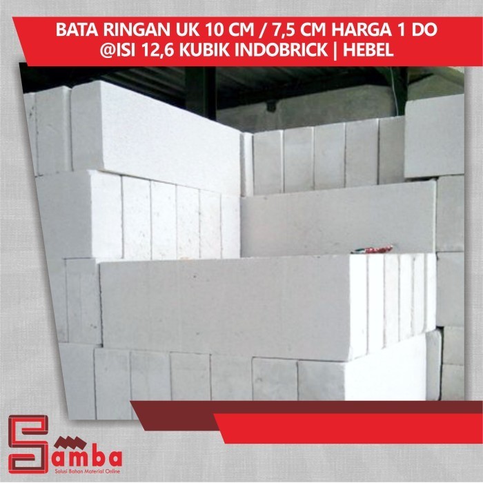 Siap Antar Bata Ringan Uk 10 Cm / 7,5 Cm 1 Do Isi 12,6 Kubik Indobrick Hebel