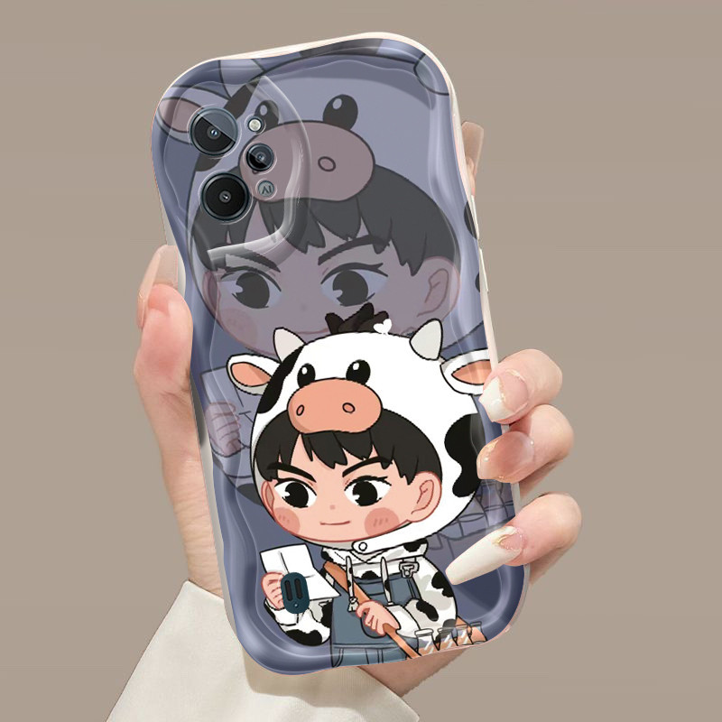 Casing Hp Realme C31 Case Casing ponsel imut HP kartun sapi Softcase perempuan pecinta Dengan Anti D