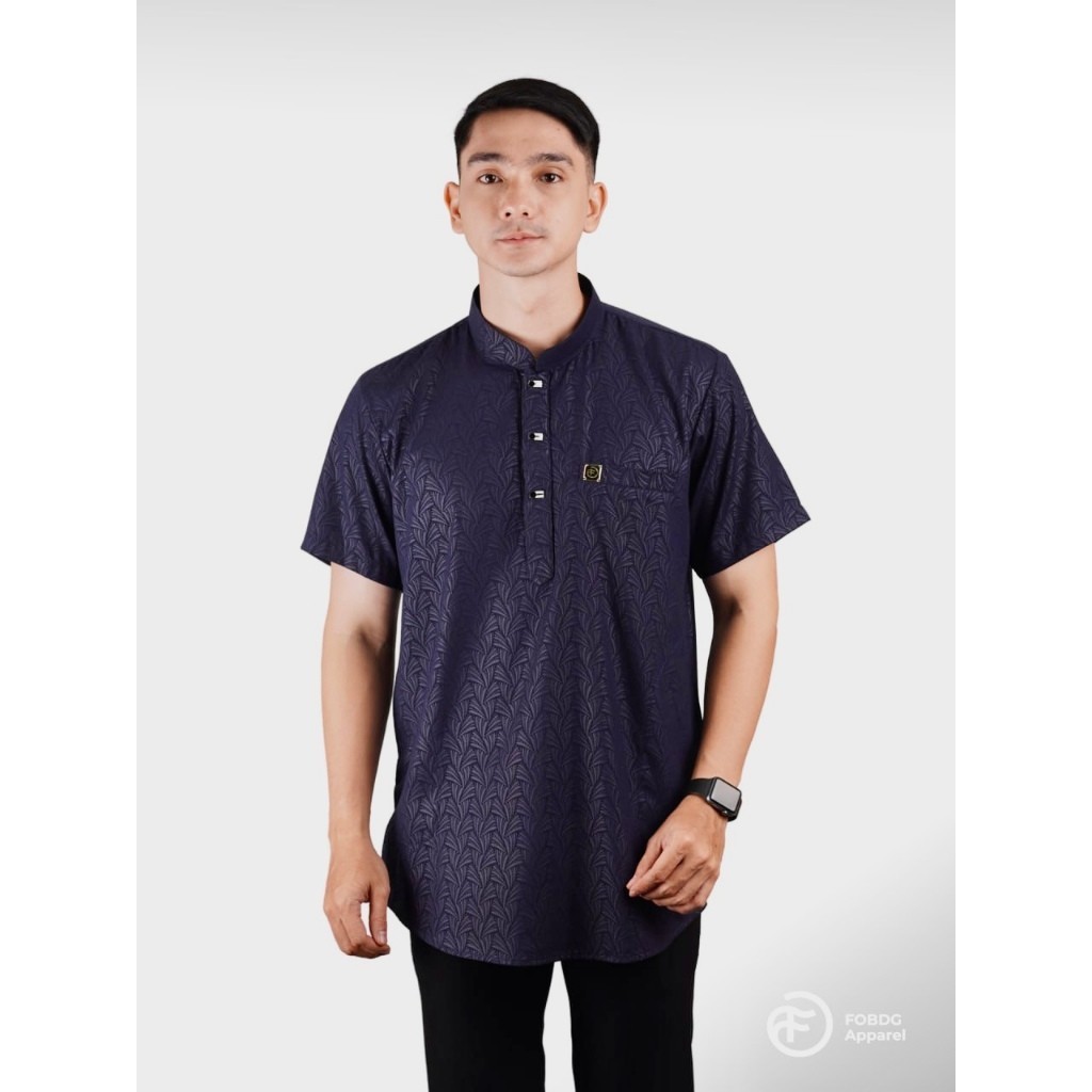 Koko Medang Baju Koko Kurta Pria Mewah Motif Batik Emboss Lengan Dek Terlaris