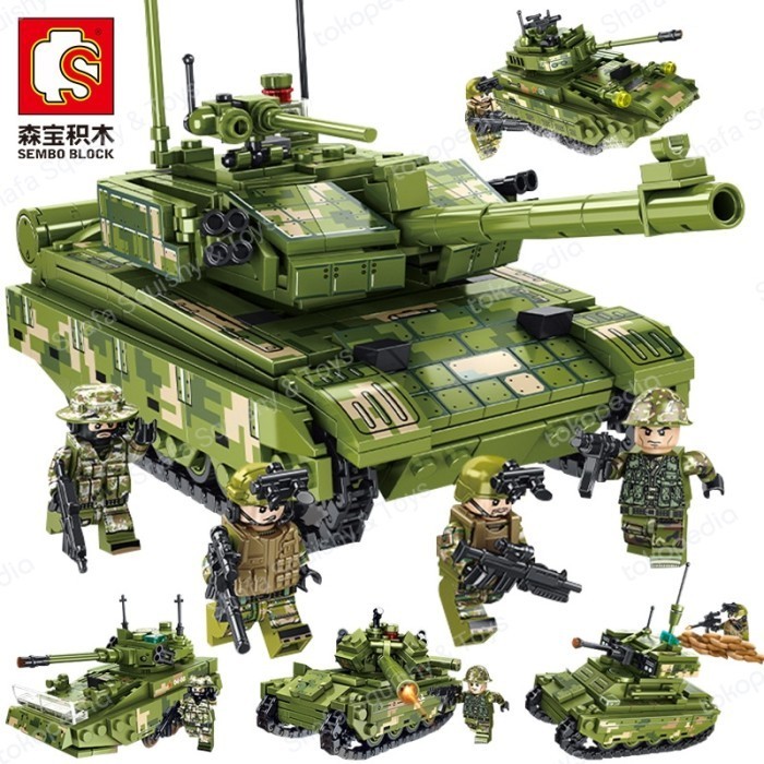 SEMBO Block 105425-105428 Iron-Blood Heavy Military Tank 4-in-1