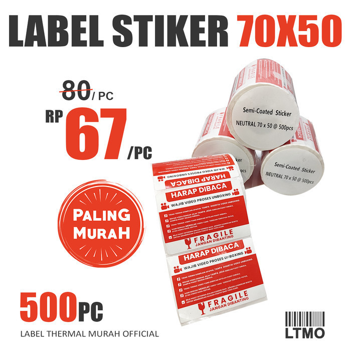 

Label Sticker Murah Wajib Video Unboxing Stiker Fragile 70X50 Mm @500