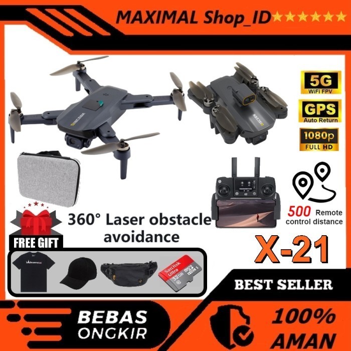 Drone JJRC X21 GPS 4K Camera Brushless Sensor Anti Tabrak 500 meter