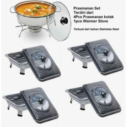 Prasmanan Set 555 Stainless Isi 4Kotak + 1Sop
