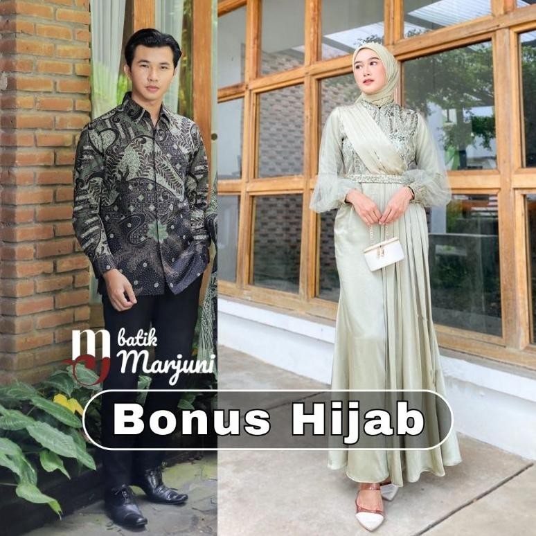Cod (Ada Jumbo) Amara Dress Couple Kemeja Batik Gamis Busui Brokat Kombinasi Gamis Muslim Wanita Gamis Premium Jy-56