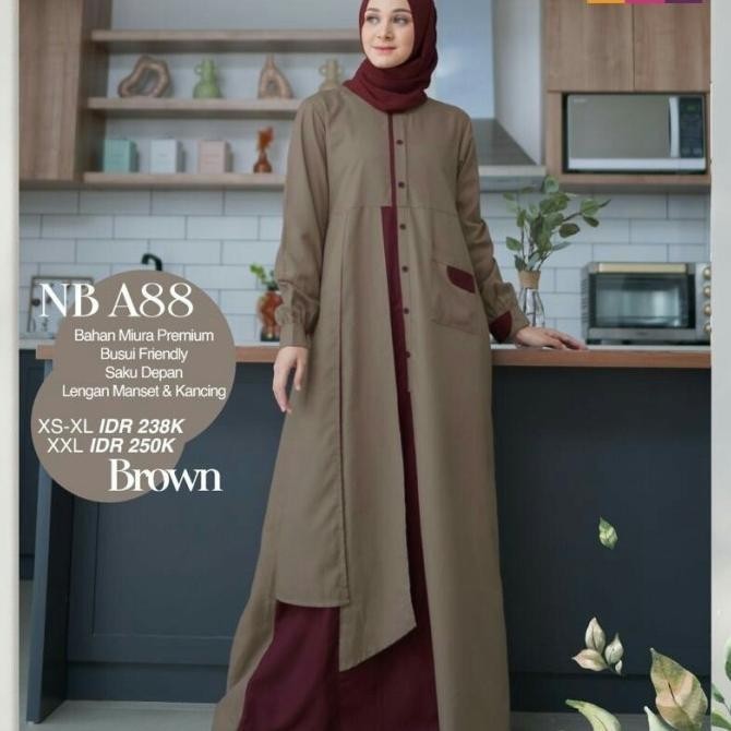 Gamis Nibras Nb A88 Warna Coklat Brown Cantik Branded Couple Terbaru Terbaik