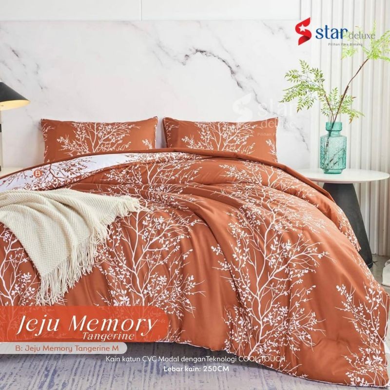 STAR kain sprei katun cvc motif JEJU MEMORY ORANGE