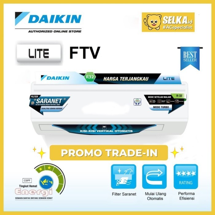 Ac Daikin Ftv35Cxv14 / Ftv35 Standard Malaysia 1.5 Pk - Unit Only