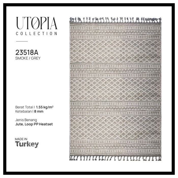KARPET ANYAMAN MINIMALIS BERMOTIF IMPORT TURKI EUTOPIA 160X230
