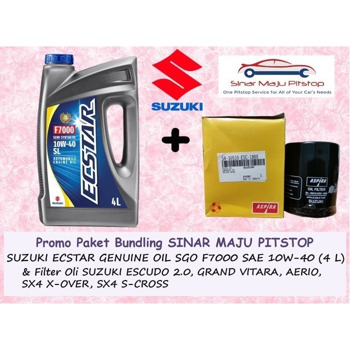 PAKET OLI SGO ECSTAR F7000 10W-40 & FILTER MOBIL SUZUKI GRAND VITARA