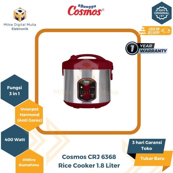 Cosmos Crj 6368 3 In 1 Magic Com Harmond 1.8 Liter