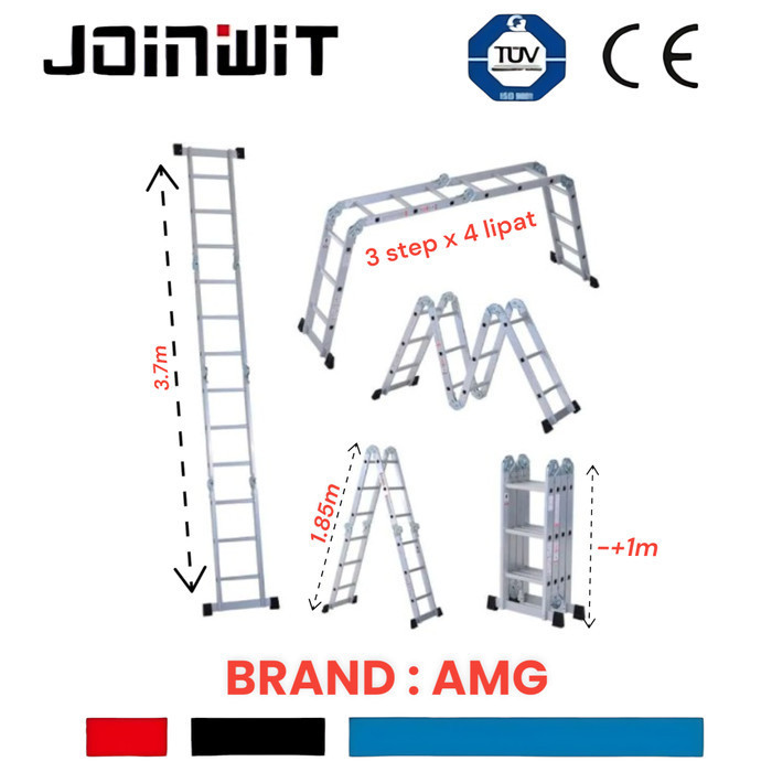Tangga Lipat Multifungsi Amg 3,7 Meter / Tangga Aluminium 3.7Meter Amg