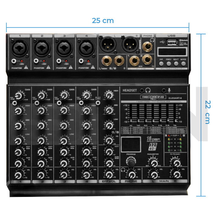 Mixer Recording Tech Elegant 6 Channel Podcast Recording