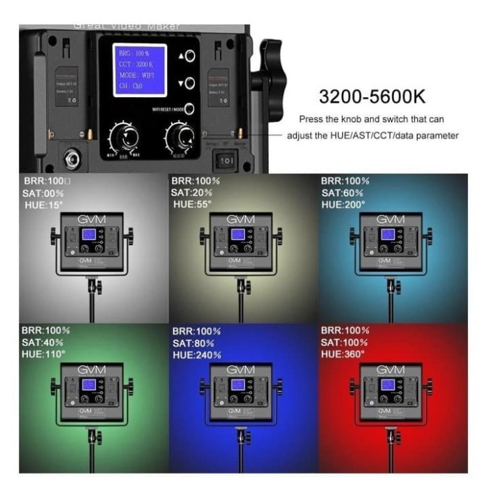 Gvm 800D-Rgb Led Studio Video Light