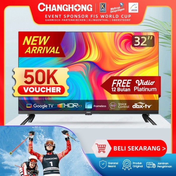 Google TvChiq 32 Inch Smart Tv Hdr10 Digital Tv (L32G7P Pro) Termurah Terlaris Promo