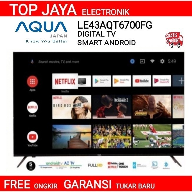Led Tv Aqua 40Inch/43Inch.Digital Tv Smart Android Tv Bergaransi Resmi Termurah Terlaris Promo