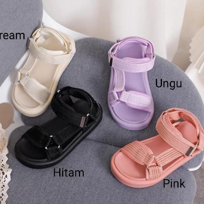 Sandal Sendal Gunung Anak Perempuan Wanita Cewek Fashion Korea Hitam H85M