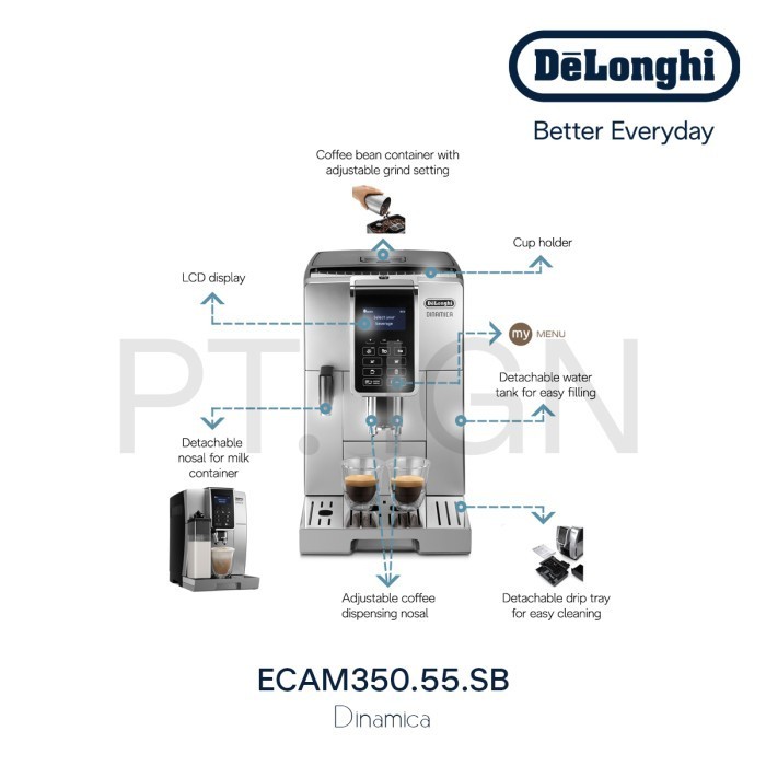 Delonghi Ecam350.55.Sb Dinamica Mesin Kopi Otomatis Ecam 350 55 Silver Termurah Terlaris Promo