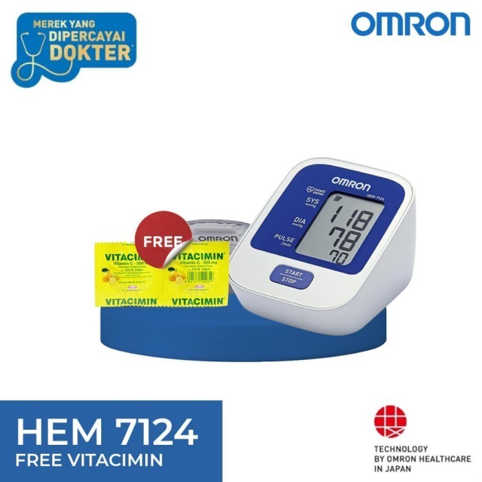 Omron Blood Pressure Monitor Hem-7124 Tensimeter Digital