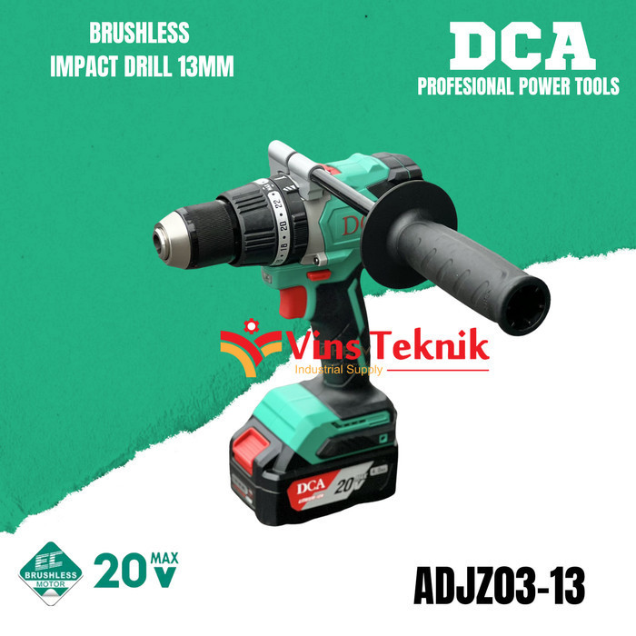 Dca Adjz03-13 Brushles Hammer Drill Dca Mesin Bor Baterai 13Mm 20V