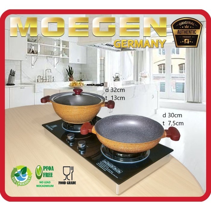 Panci Wajan Moegen Germany Skillet & Stewpot Set Anti Lengket Original