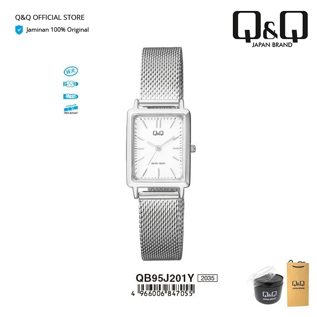 Q&Q Qnq Qq Original Jam Tangan Wanita Rantai Mesh Analog - Qb95 Qb95J