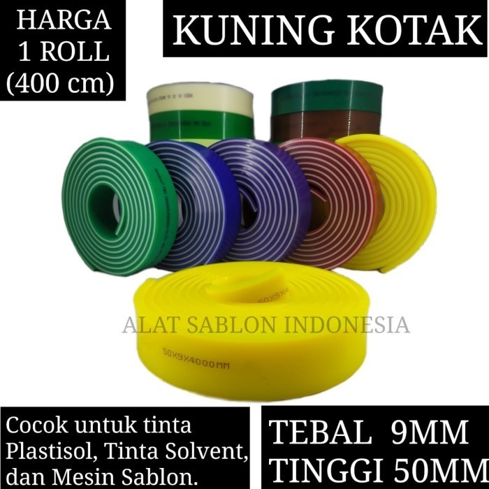 

Karet Rakel Sablon Lancip Kotak Tumpul Lancip 9Mm 1Roll