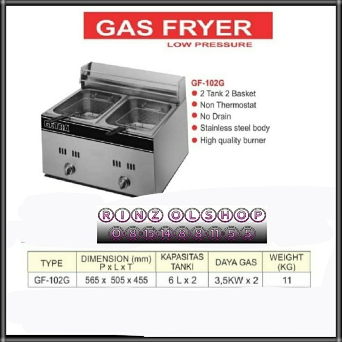 Deep Fryer Getra Gf-102G Penggorengan Gf 102 G