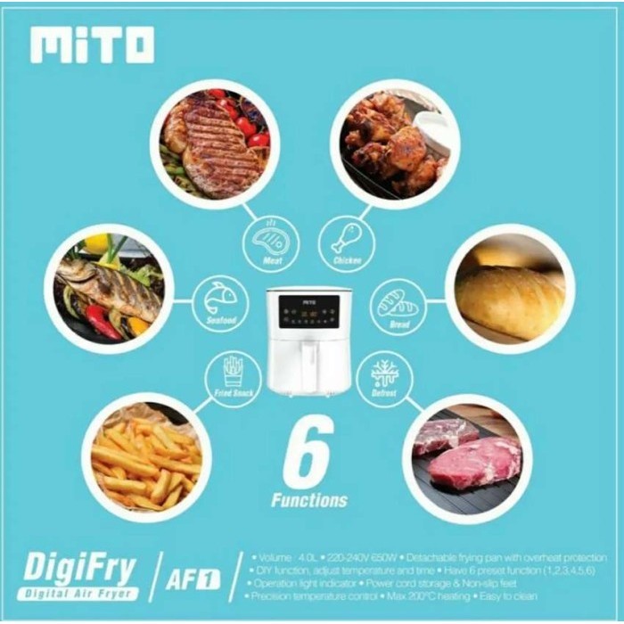 Mito Digital Air Fryer Af 1 / Penggorengan Tanpa Minyak
