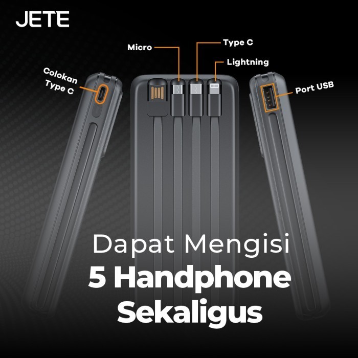 Power Bank 20000 Mah Powerbank With Built In Cable 22,5W Jete B5