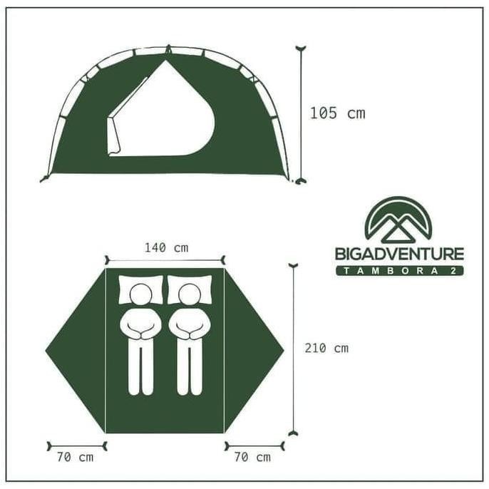 Tenda Big Adventure Tambora 2 Orang Camping Outdoor Hiking Dome Tent